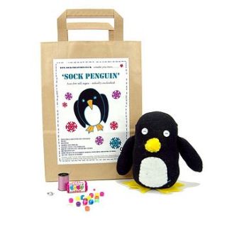sock penguin craft kit by sock creatures