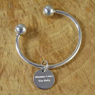 personalised girl's charm silver torque by hersey silversmiths