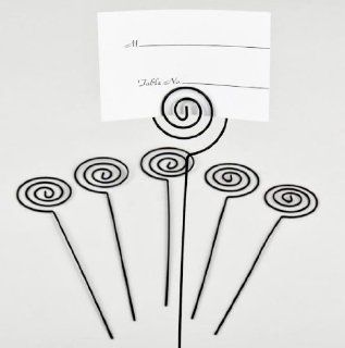 Darice VL12165BLK Wedding Circle Swirl Place Card Holder Pick, 6 Inch, Black, 6 Pack