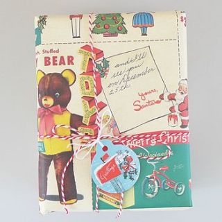 vintage toys gift wrap by lilac coast