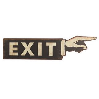 vintage style metal exit sign by the contemporary home