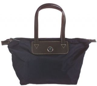 Dooney & Bourke Wayfarer Nylon Small Top Zip Fold up Tote w/ Leather Trim —