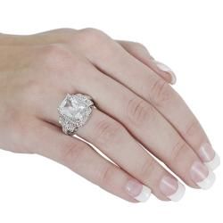 Tressa Collection Silvertone Emerald & Round CZ Bridal Engagement Ring Tressa Cubic Zirconia Rings