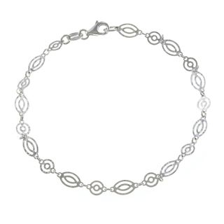 La Preciosa Sterling Silver Oval and Round Designed Link Bracelet La Preciosa Sterling Silver Bracelets