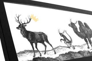 stag night hand gilded print by mountain & molehill