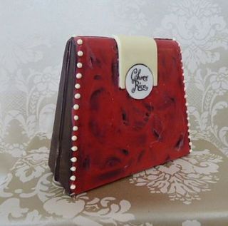 lage chocolate handbag baroque christmas red by clifton cakes