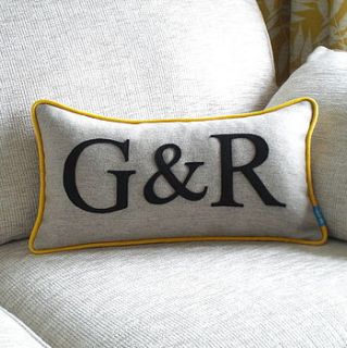 colour flash couples initials cushion by kate sproston design