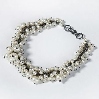 pearl cluster bracelet by kate wood jewellery