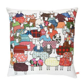 colourful sheep cushion large by mary kilvert