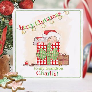personalised children's christmas card by olivia sticks with layla
