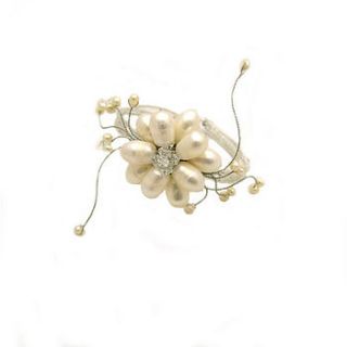 white pearl single flower bracelet by tigerlily jewellery