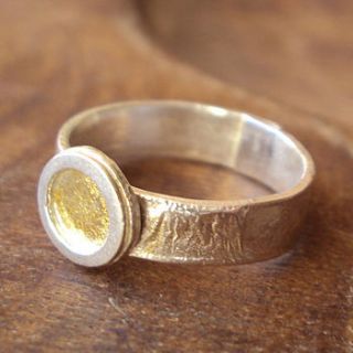 silver and gold petal ring by laura creer