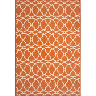 Moroccan Tile Orange Indoor/ Outdoor Rug (6'7 x 9'6) 5x8   6x9 Rugs