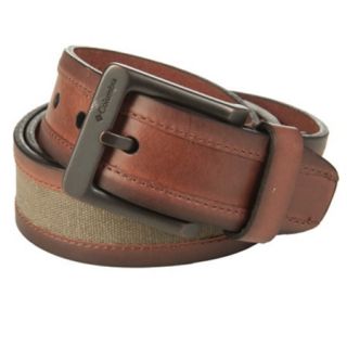 Columbia Mens 1.5 Brown Leather Belt With Canvas Inlay 726838