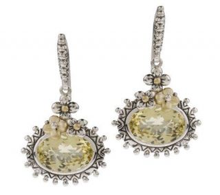 Barbara Bixby 5.00 ct tw Limon Quartz Dangle Earrings Sterling/18K —