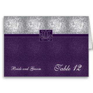 Luxury Purple Floral Damask Table number card Greeting Cards