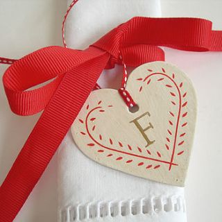 swedish style initialled heart tag by chantal devenport designs