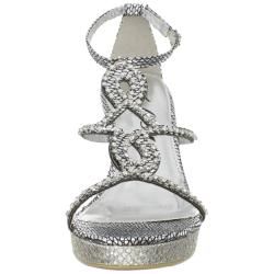 Celeste Women's 'Marisa 03' Silver Jeweled Wedge Sandals Celeste Wedges