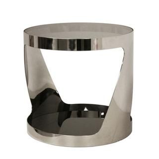 Genesis Steel and Tinted Glass Polished Steel End Table Baxton Studio Coffee, Sofa & End Tables