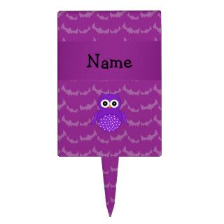 Personalized name owl purple bats cake topper