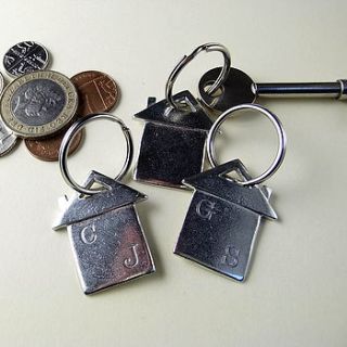 pewter house shaped keyring new home gift by multiply design