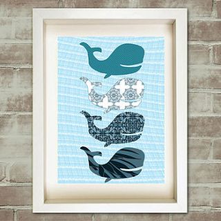 blue whales nursery art print by indira albert