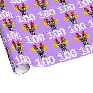 100th Birthday Boxer dog purple wrapping paper