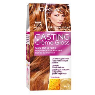 L'Oral Paris Casting Creme Gloss Pflege Haarfarbe, 834 Kupfergoldblond Drogerie & Körperpflege