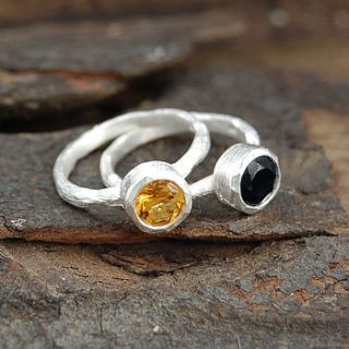 silver textured single gemstone ring by embers semi precious and gemstone designs