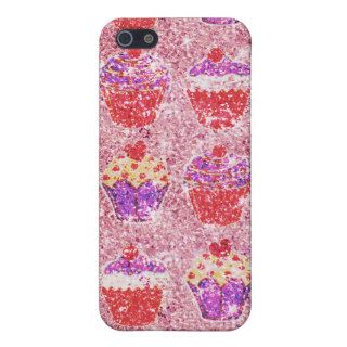 Girly vintage pink glitter cute cupcakes photo iPhone 5 case