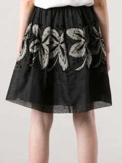 Red Valentino Leaf Embroidered Skirt