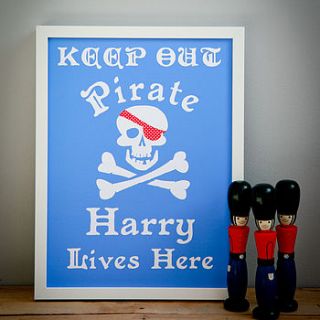 childrens personalised 'pirate' print by jack spratt baby