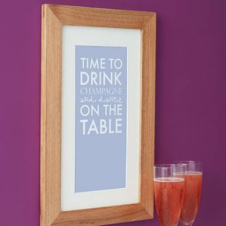 'time to drink champagne' print by jg artwork