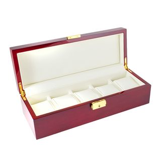 Caddy Bay Collection Rosewood Finish 5 Watch Display Box With Solid Top Watch Boxes