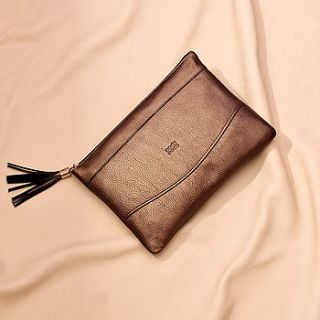 smooth leather clutch by vondie & will "have a little faith"