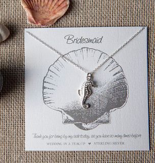 bridesmaids silver seahorse necklace by wedding in a teacup