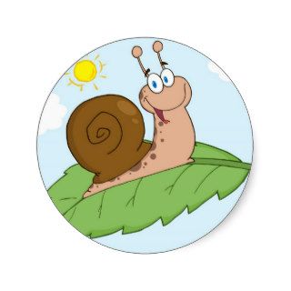 Smiling Super Snail on His Leaf Sticker