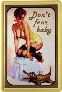 Blechschild Pin Up Girl   Keine Angst Baby sexy Erotik 20 x 30 cm Reklame Retro Blech 256 Küche & Haushalt