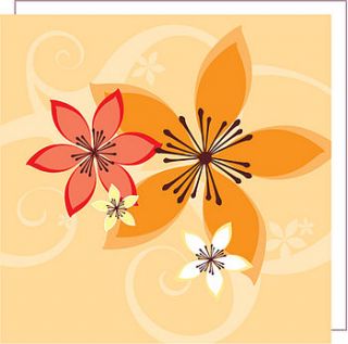 blank card orange floral design by oboe