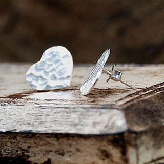 sterling silver hammered heart earrings by penelopetom direct ltd