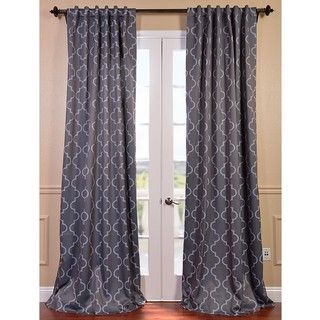Seville Print Grey and Silver Blackout Curtain EFF Curtains