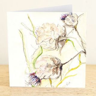 thistles three greetings card by laura fletcher textiles