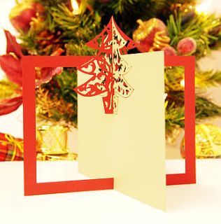 laser cut tree christmas card by intricate home