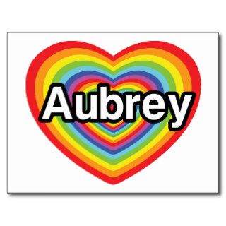 I love Aubrey, rainbow heart Post Card