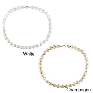 Miadora Champagne or White Coin Pearl Necklace (11 12 mm) Miadora Pearl Necklaces