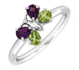 Simply Stacks Sterling Amethyst & Peridot Butterfly Ring —