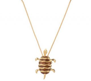 Kenneth Jay Lanes Galapagos Turtle Pendant w/24 Chain —