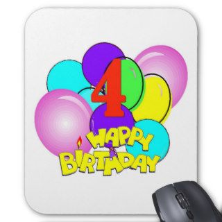4th Birthday Balloons Mouse Mats