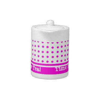 Pretty Pink Polka Dot Tea Pot to Customize