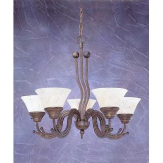 Toltec Lighting Wave 5 Light Chandelier with Italian Marble Glass